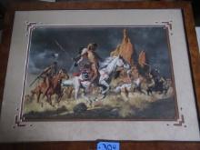 SIGNED AND FRAMED FRANK MCCARTHY " COMANCHE RAIDER"  164/1000 W/ LETTER OF AUTHENTICITY