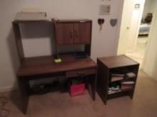 COMPUTER DESK AND SMALL CABINET WITH SUPP,LIES