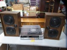 DAYTON RADIO, RECORD PLAYER, 8 TRACK STEREO AND 2 SPEAKERS