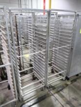 aluminum sheet pan racks, side load, on casters
