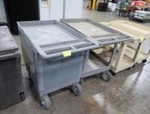 plastic stocking carts, one w/ sides covered