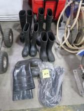 rubber boots, assorted sizes & rubber straps