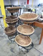basket stands on casters w/ baskets
