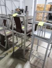 bar-height chairs, steel frames w/ wooden seats