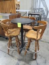 bar-height table w/ 3) wooden chairs