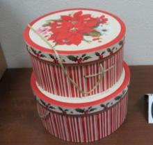 Hat Box Set of Two, Poinsettas