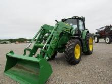 9502 6155M JOHN DEERE C/A MFD 20 SPEED AUTOQUAD W/640R JOHN DEERE LOADER 128HRS 2023 MODEL W/COMPREH