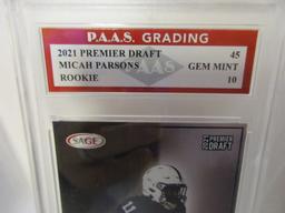 Micah Parsons Cowboys 2021 Sage Premier Draft ROOKIE #45 graded PAAS Gem Mint 10