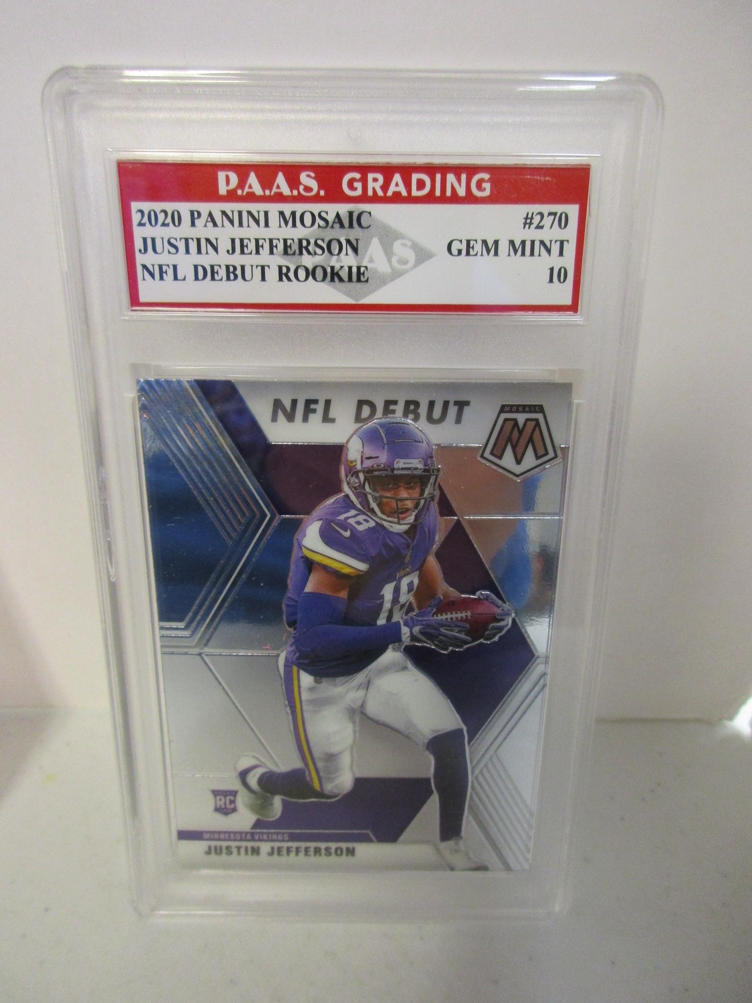 Justin Jefferson Vikings 2020 Panini Mosaic NFL Debut ROOKIE #270 graded Gem Mint 10