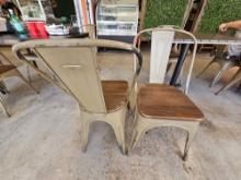 Metal Dining Chairs with Wood Seat