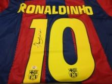 Ronaldinho of Barcelona signed autographed soccer jersey PAAS COA 453