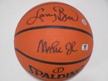 Larry Bird Magic Johnson dual signed autographed full size basketball Player Authenticated Holos