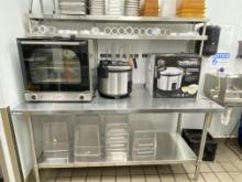 60â€� x 30â€� all stainless steel -  Table with double over shelf, 2â€� back splash, Edlund Can Open