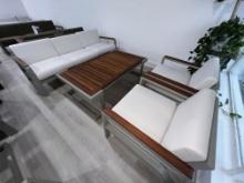 Belevdere, A 4 Piece utdoor Furniture Sey with a 3 Seater Sofa, (2) Arm Side Chairs and a Teak Top C