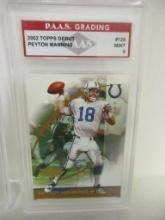 Peyton Manning Indianapolis Colts 2002 Topps Debut #128 graded PAAS Mint 9