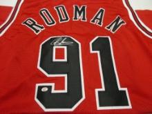 Dennis Rodman of the Chicago Bulls signed autographed basketball jersey PAAS COA 354