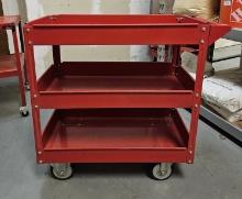 Red Metal Utility Cart w. Casters