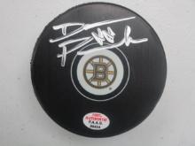 David Pastrnak of the Boston Bruins signed autographed hockey puck PAAS COA 454