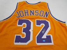 Magic Johnson of the LA Lakers signed autographed basketball jersey TAA COA 142