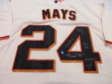 Willie Mays of the SF Giants signed autographed STAT baseball jersey Say Hey Authenticated Holo