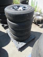 (4) BRIDGESTONE 247/75R17 112T MTS TIRES ON MOPAR 5 LUG WHEELS