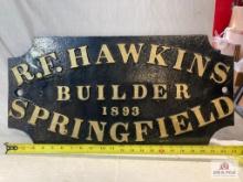 1893 "R.F. Hawkins" Cast Iron Train Trestle Sign