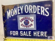 "American Express:Money Orders For Sale Here" Porcelain Flange Sig