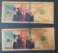 (2) 2020 Gold Trump Campaign Gold Certificates
