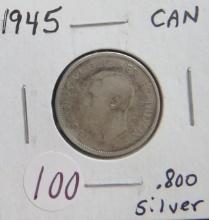 1945- Canada Silver Quarter