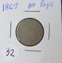 1867- Shield Nickel