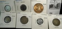 1968 Red BU Irish Cent depicting Hen and Chicks; 1957 Austria 2 & 5 Groschen; 1970 One Centavo, 1915