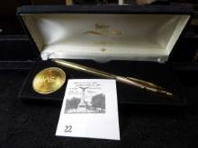 Fisher Space Pen with Medal Apollo 11 1st Manned Lunar Landing. New in box of issue.