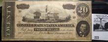 Feb. 17th, 1864 Ten Dollar Confederate States of America Banknote, Tear on upper right, nice borders