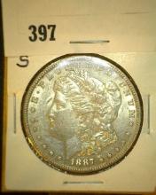 1887 S Morgan Silver Dollar, EF.