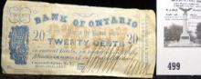 Bank of Ontario Nov.15th, 1862 Canandaigua, N.Y. Civil War Twenty Cent Fractional Currency note.