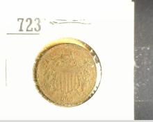 1865 U.S. Two Cent Piece, VF, but slightly porous.