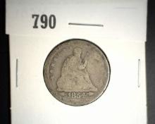 1854 Arrows at date U.S. Silver Seated Liberty Quarter.