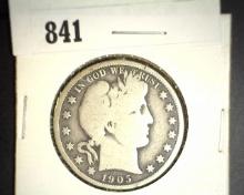 1905 P Barber Half Dollar. Good.