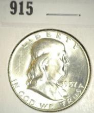 1957 D Franklin Half Dollar, Brilliant Uncirculated.
