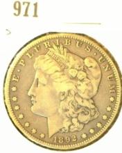 1892 S Morgan Silver Dollar, VG.