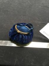 antique women?s clutch purse with handle blue velvet