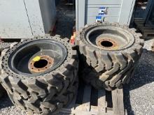 (4) Used Solid Tires For Skid Steer