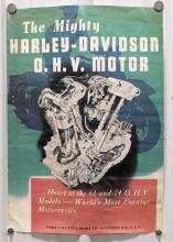 Vtg Harley-Davidson OHV Knucklehead Motor Poster
