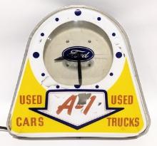 Ford A-1 Used Cars Advertising Neon Clock