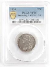 1834 U.S. Silver Capped Bust Quarter PCGS VF 35