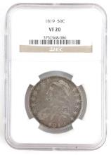 1819 U.S. Silver Capped Bust Half Dollar NGC VF 20