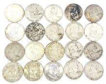 $10 Face Value 90% Silver Franklin Half Dollars