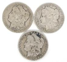 1880-S, 1889-O & 1891-O Morgan Silver Dollars