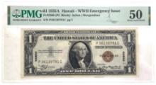 1935 A $1 U.S. Hawaii Silver Certificate PMG 50 AU