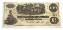 1862 Confederate States Of America $100 Train Note